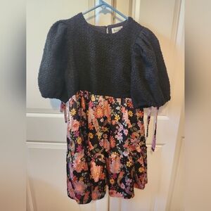 Elegant Black and Pink Floral Dress